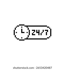 Unterstützung 24 7 Icon 8 Bit, Pixel Art Icon für Spiel-Logo. 
