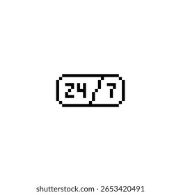 support 24 7 icon 8 bit, pixel art icon  for game  logo. 