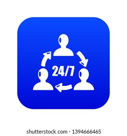 Support 24 7 icon blue vector isolated on white background