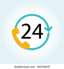 Support 24 Hours Flat Icon