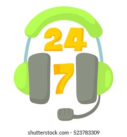 Support 24 hours icon. Cartoon illustration of support 24 hours vector icon for web