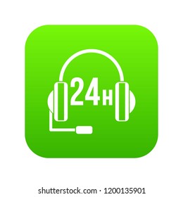 Support 24 hours icon digital green for any design isolated on white vector illustration