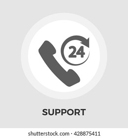 Support 24 hours icon vector. Flat icon isolated on the white background. Editable EPS file. Vector illustration.