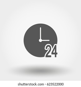 Support 24 hours. Icon for web and mobile application. Vector illustration on a white background. Flat design style.