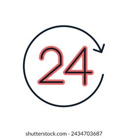 Support 24 Hours related vector icon. Isolated on white background. Vector illustration