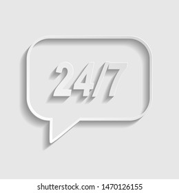 Support 24 hours sign. Paper style icon. Illustration.