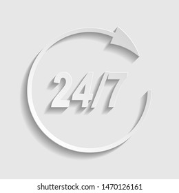 Support 24 hours sign. Paper style icon. Illustration.