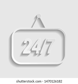 Support 24 hours sign. Paper style icon. Illustration.