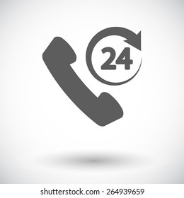 Support 24 hours. Single flat icon on white background. Vector illustration.