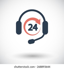 Support 24 hours. Single flat icon on white background. Vector illustration.