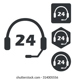 Support 24 icon set, monochrome, isolated on white
