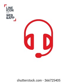 Support accessories set of isolated minimal flat linear icons. Headphones line vector icons for websites and mobile minimalistic flat design.
