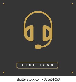 Support accessories set of isolated minimal flat linear icons. Headphones line vector icons for websites and mobile minimalistic flat design.
