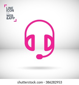 Support accessories set of isolated minimal flat linear icons. Headphones line vector icons for websites and mobile minimalistic flat design.