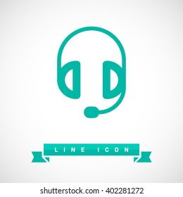 Support accessories set of isolated minimal flat linear icons. Headphones line vector icons for websites and mobile minimalistic flat design.