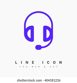 Support accessories set of isolated minimal flat linear icons. Headphones line vector icons for websites and mobile minimalistic flat design.