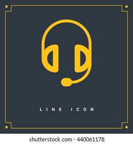 Support accessories set of isolated minimal flat linear icons. Headphones line vector icons for websites and mobile minimalistic flat design.