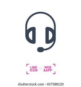 Support accessories set of isolated minimal flat linear icons. Headphones line vector icons for websites and mobile minimalistic flat design.