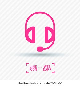 Support accessories set of isolated minimal flat linear icons. Headphones line vector icons for websites and mobile minimalistic flat design.