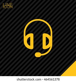 Support accessories set of isolated minimal flat linear icons. Headphones line vector icons for websites and mobile minimalistic flat design.