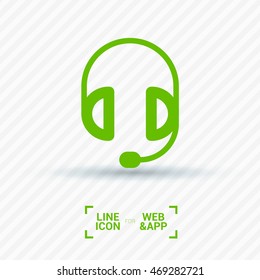Support accessories set of isolated minimal flat linear icons. Headphones line vector icons for websites and mobile minimalistic flat design.