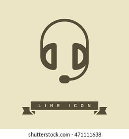 Support accessories set of isolated minimal flat linear icons. Headphones line vector icons for websites and mobile minimalistic flat design.