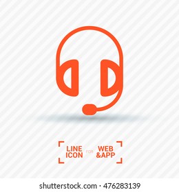 Support accessories set of isolated minimal flat linear icons. Headphones line vector icons for websites and mobile minimalistic flat design.