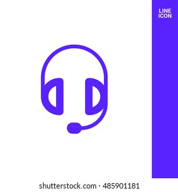 Support accessories set of isolated minimal flat linear icons. Headphones line vector icons for websites and mobile minimalistic flat design.