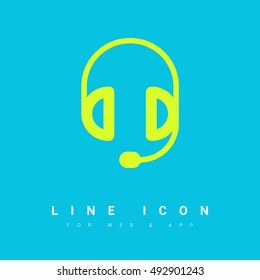 Support accessories set of isolated minimal flat linear icons. Headphones line vector icons for websites and mobile minimalistic flat design.