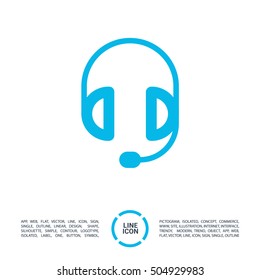 Support accessories set of isolated minimal flat linear icons. Headphones line vector icons for websites and mobile minimalistic flat design.