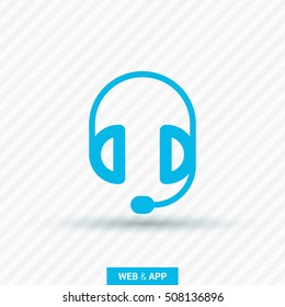 Support accessories set of isolated minimal flat linear icons. Headphones line vector icons for websites and mobile minimalistic flat design.