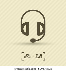 Support accessories set of isolated minimal flat linear icons. Headphones line vector icons for websites and mobile minimalistic flat design.