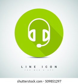 Support accessories set of isolated minimal flat linear icons. Headphones line vector icons for websites and mobile minimalistic flat design.