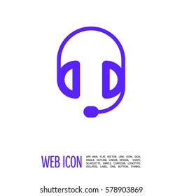 Support accessories set of isolated minimal flat linear icons. Headphones line vector icons for websites and mobile minimalistic flat design.