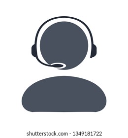 Support agent. Gray icon. vector illustration