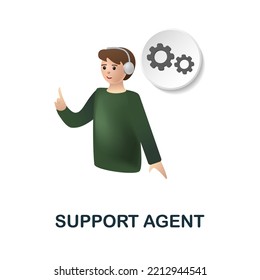 Support Agent Symbol. 3D-Illustration aus der Sammlung für Projektentwicklung. Creative Support Agent 3d Symbol für Webdesign, Vorlagen, Infografiken und mehr