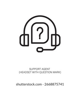 Support Agent Icon Headset with Question Mark