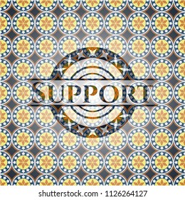 Support arabic badge background. Arabesque decoration.
