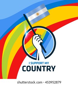 I Support Argentina. Hand holding the Country flag - abstract background Man Holding Flag in Rio Olympics 2016