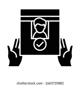 Support assistant black icon, concept illustration, vector flat symbol, glyph sign.