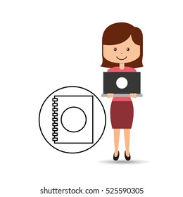 support assitance concept girl with directory contacts vector illustration eps 10