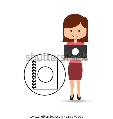 support assitance concept girl with directory contacts vector illustration eps 10