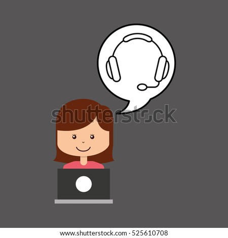support assitance concept girl with headset vector illustration eps 10