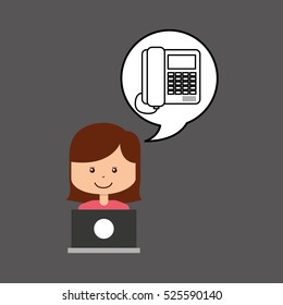 support assitance concept girl with line service vector illustration eps 10