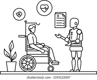 Support And Augment Nursing Bot Vector Icon Design, Robotic Medicine Symbol, Healthcare Scene Sign, Innovation Artificial Intelligence Works In Modern Clinic Stock, Patient Engagement Robot Concept