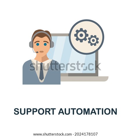 Support Automation flat icon. Colored sign from customer management collection. Creative Support Automation icon illustration for web design, infographics and more