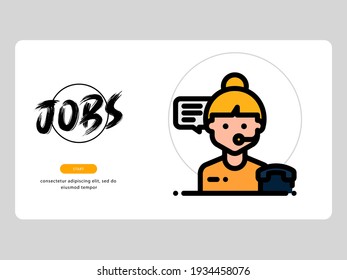 The support avatar on an professions-themed white background is perfect for learning materials and visual illustration on digital products