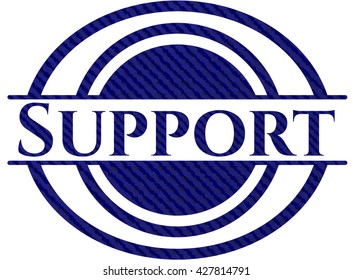 Support badge with denim texture
