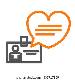 Support badge icon vector. Heart-shaped chat bubble. Best for Valentines day.