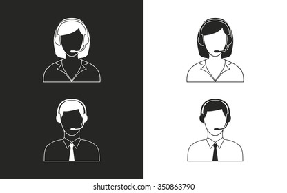 Support  -  black and white icons. Vector illustration